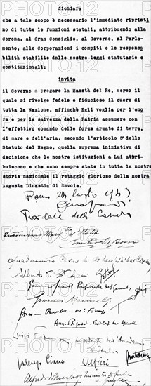 Fascist grand Council resolution against Benito Mussolini