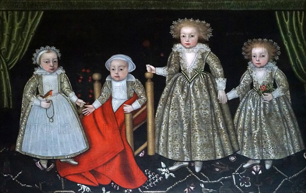 Portrait of a family during the Stuart Period by an Unknown artist