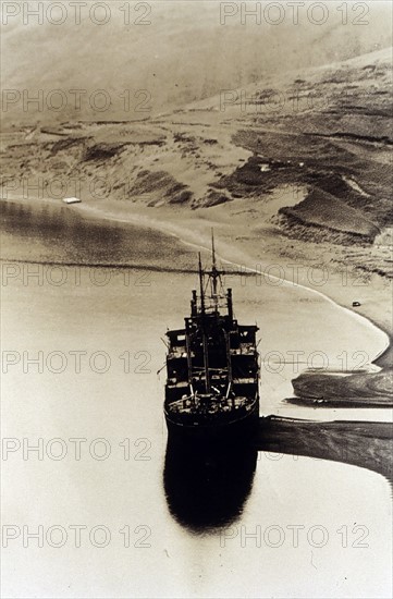 Wrecked Japanese ship at Kiska