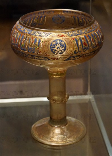 Enamelled glass with stem cup from Egypt