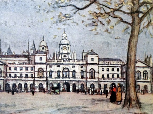 Colour sketch of the Horse Guards from St. James's Park