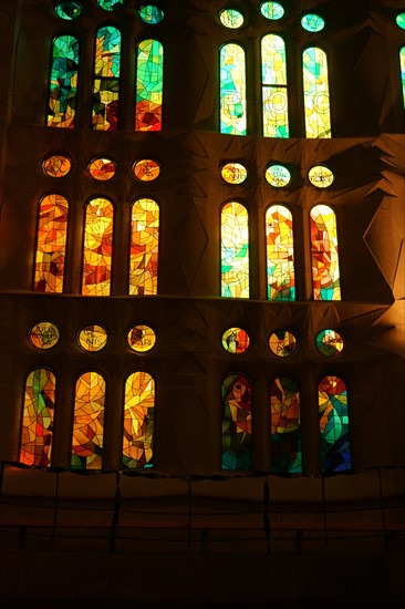 Stained glass window at the Basílica i Temple Expiatori de la Sagrada Família