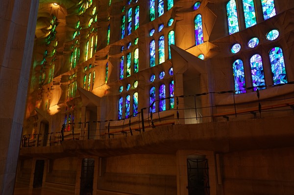 Stained glass window at the Basílica i Temple Expiatori de la Sagrada Família