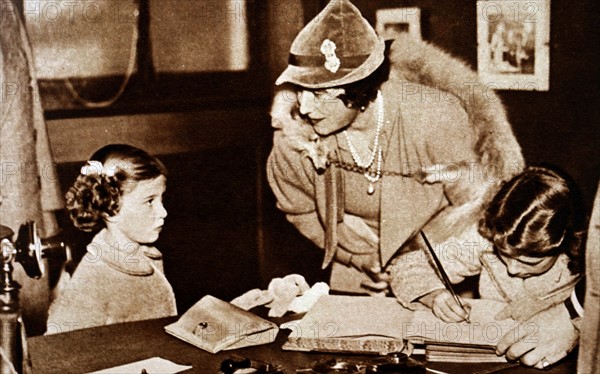 Queen Elizabeth The Queen Mother with Princess Elizabeth and Margaret