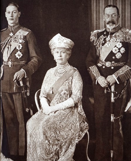Prince Albert pictured with King George V and Queen Mary of Teck