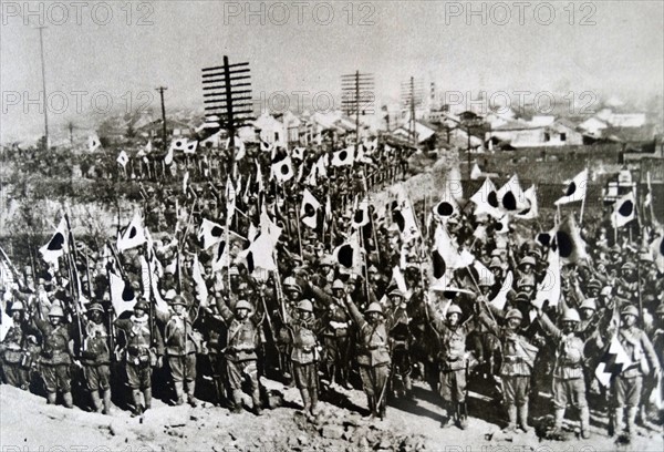 The Japanese troops in Nanking after the city's conquest
