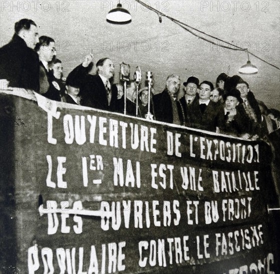 Léon Blum speaking at the opening of an exhibition in Paris