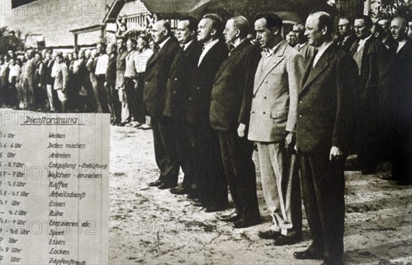 The daily inspection in a German concentration camp