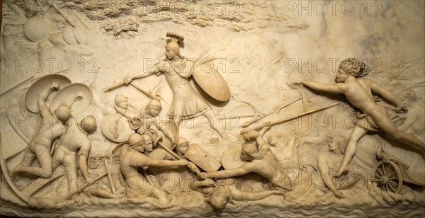 Marble relief depicting Julius Caesar invading Britain by John Deare