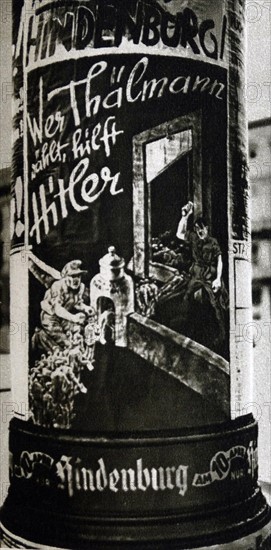 election propaganda poster during the German election of 1932