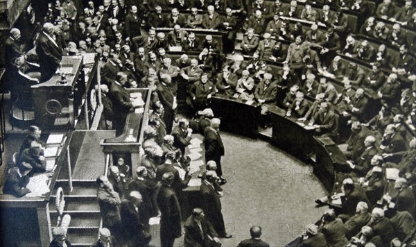 the French Chamber of Deputies in session as French Prime Minister Andre Tardieu presents his Government's programme