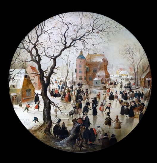 A Winter Scene with Skaters near a Castle'