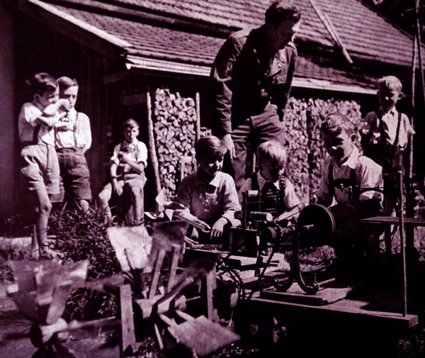 Sgt Pat Moriarty inspecting a Water Wheel