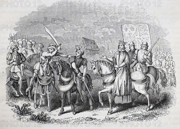 Engraving depicting the death of Wat Tyler