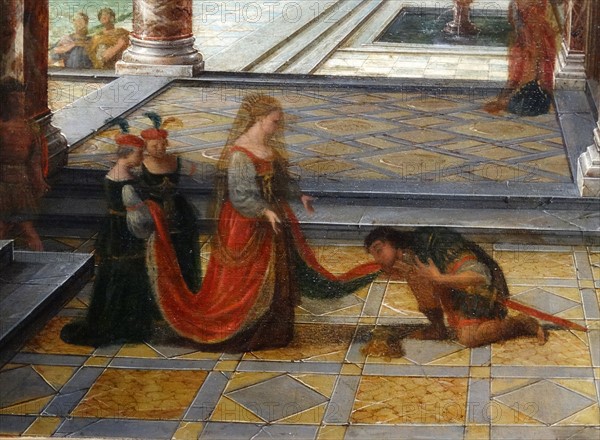 Detail from the 'The Courtyard of a Renaissance Palace' by Hendrik van Steenwijk II