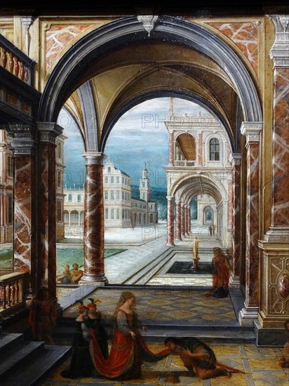 Detail from the 'The Courtyard of a Renaissance Palace' by Hendrik van Steenwijk II