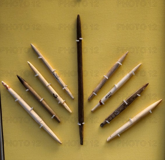 Collection of Ivory and Ebony arrowheads