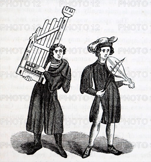 Engraving depicting two musicians