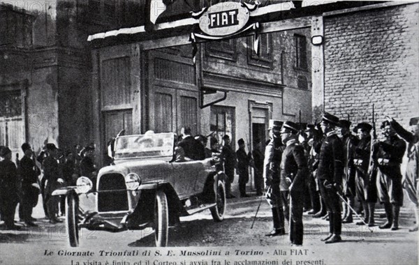 Photograph of a Fiat automobile that was gifted to Benito Mussolini