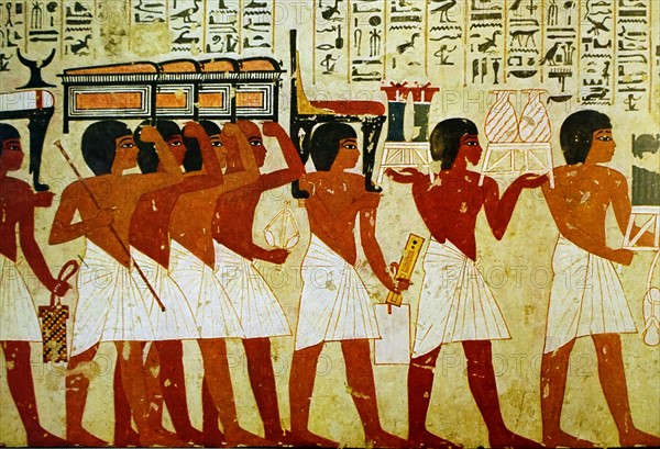 Egyptian tomb wall painting