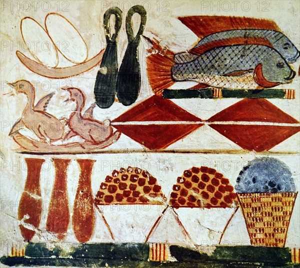 Egyptian tomb wall painting