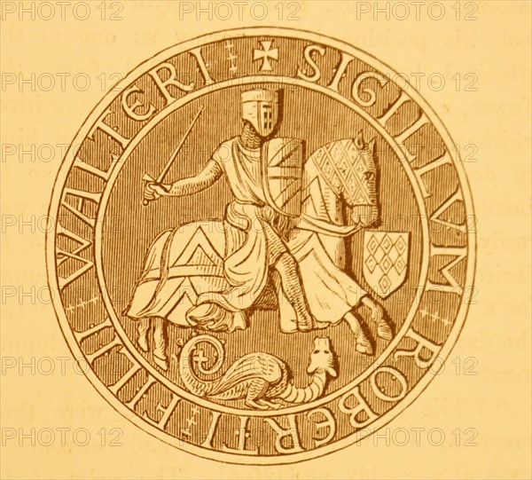 Engraving depicting the seal of Robert Fitzwater