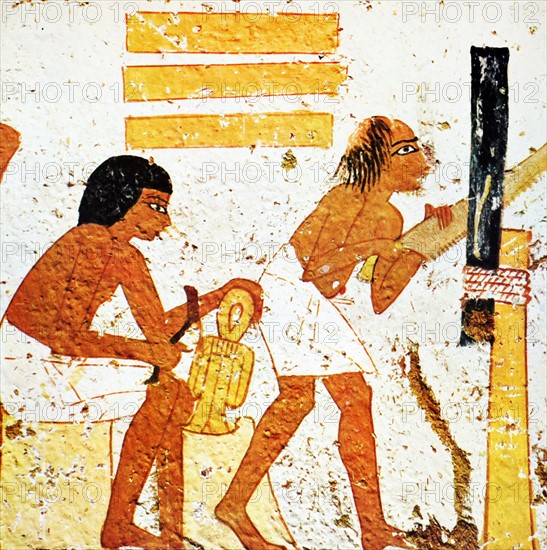 Egyptian tomb wall painting