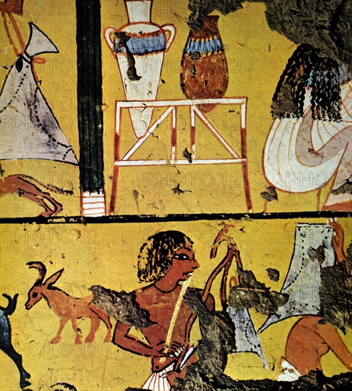 Egyptian tomb wall painting