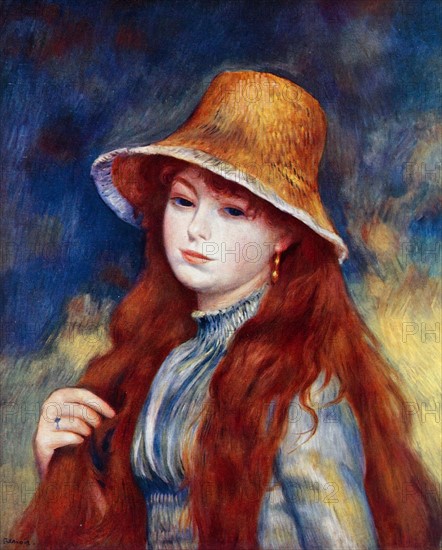 Girl with a Straw Hat' by Pierre-Auguste Renoir