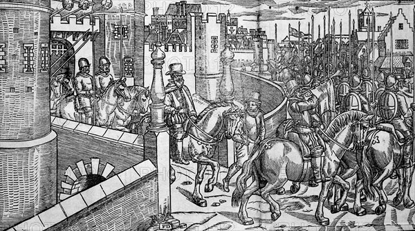 Irish rebels heads on spikes over Dublin Castle