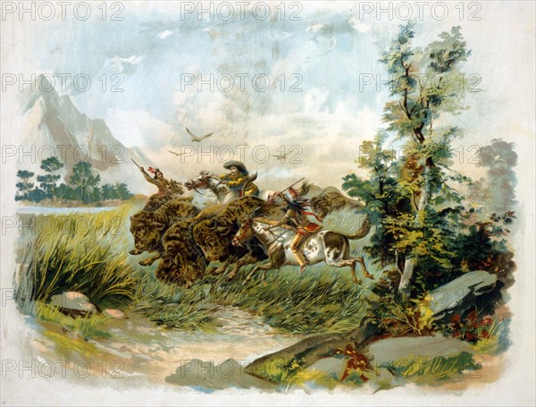 Buffalo hunt in the wild west Published 1897.