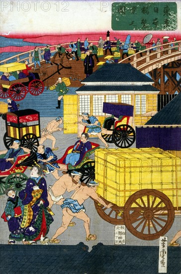 Utagawa, Flourishing Nihonbashi section of Tokyo