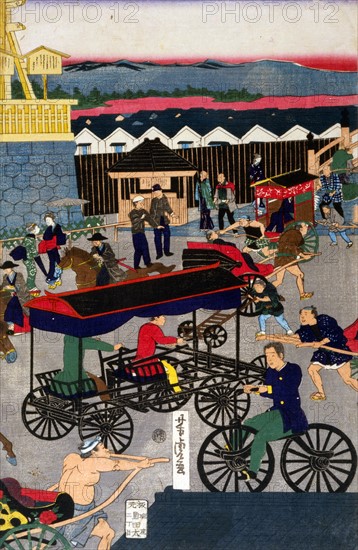 Utagawa, Flourishing Nihonbashi section of Tokyo