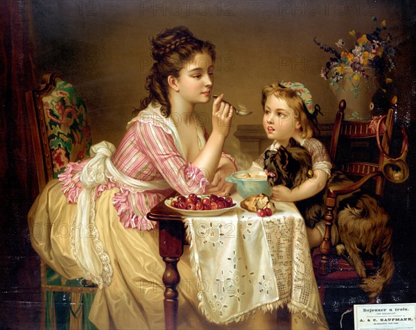 Déjeuner à trios (the breakfast), chromo-lithograph 1873.