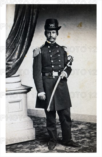 Officer David Hunter, full-length portrait in full military dress, standing, holding sword, facing front 1861.