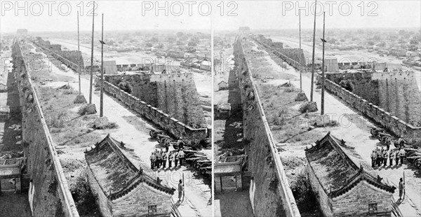 The Wall of Peking guarded by the Russian artillery, China c1900.