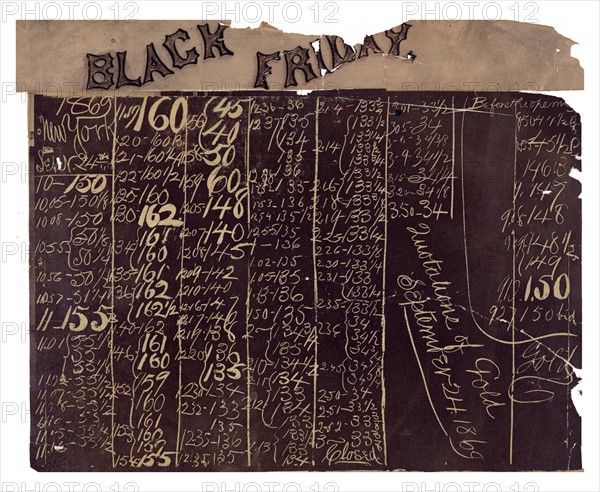 New York Gold Room bulletin board on Black Friday, Sept. 24, 1869