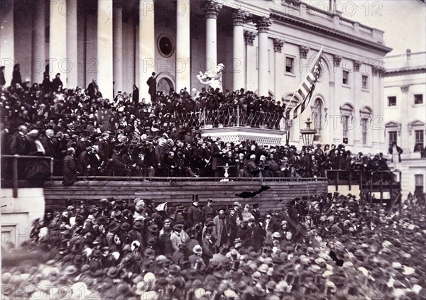 Abraham Lincoln delivering his second inaugural address as President of the USA