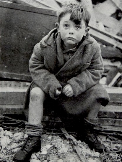 An orphaned child after surviving the Blitz on London.