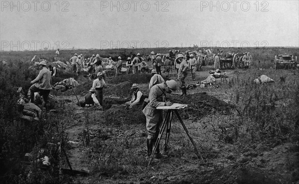 French soldiers rest during an advance towards German positions.