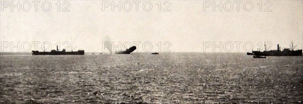 The SS Carthage, sinking after being torpedoed