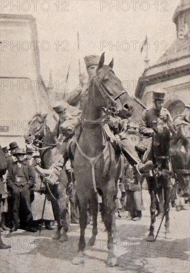 The advance forces of German cavalry enter the Belgian town of Spa.