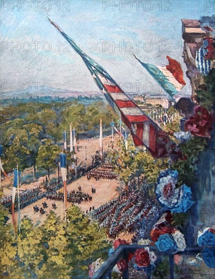 Parade in Paris to celebrate America's entry into World War I.