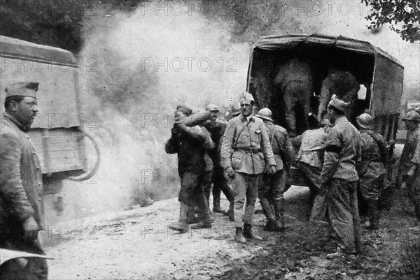 French mechanised division transferring munitions on the road.