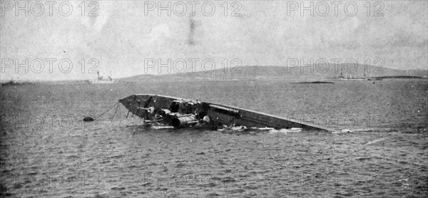 74 ships of the Kaiserliche Marine's High Seas Fleet were interned in Gutter Sound at Scapa Flow.