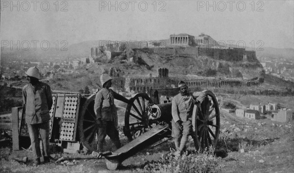 Greek soldiers at an artillery post.