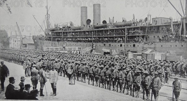 American soldiers ready to embark for Europe.