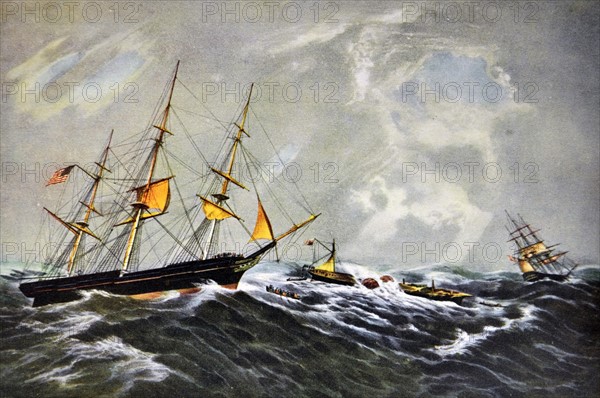 Currier & Ives Illustration. The Wreck of the Steam Ship 'San-Francisco'