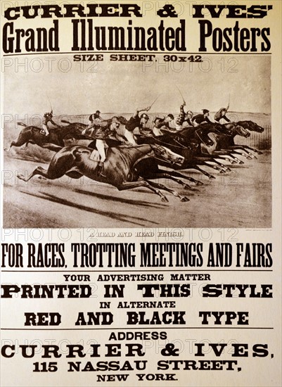 Currier & Ives Illustration. Grand Illuminated Posters for Races, Trotting Meetings and Fairs