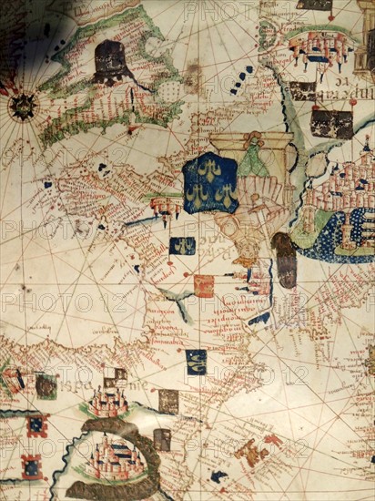 France depicted in Jacopo Russo Map of the world 16th century circa 1528
